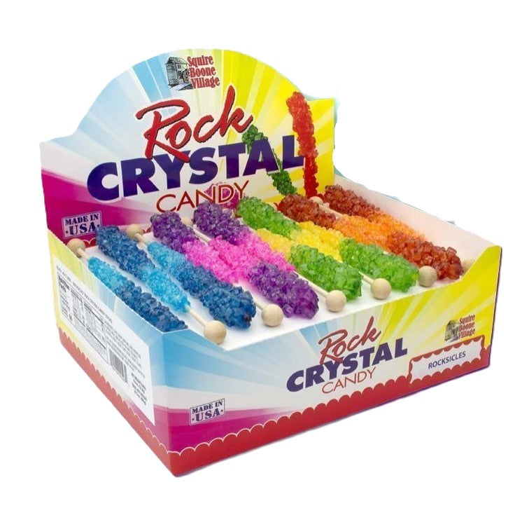 Rocksicles, Rainbow Colored Rock Crystal Candy Sticks, 0.6 Ounce Each Stick