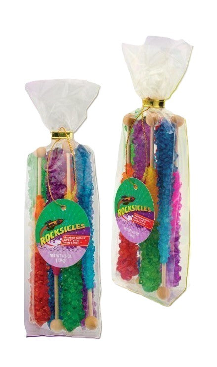 Rocksicles, Rainbow Colored Rock Crystal Candy Sticks, 0.6 Ounce Each Stick