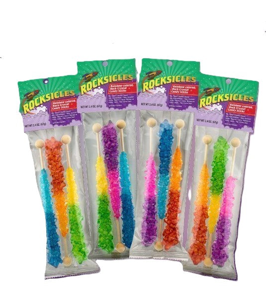 Rocksicles, Rainbow Colored Rock Crystal Candy Sticks, 0.6 Ounce Each Stick