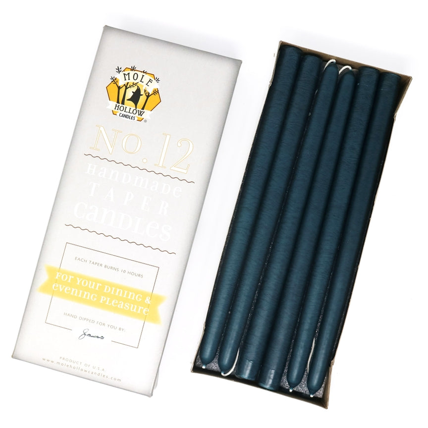 Mole Hollow Candles, 12" Unscented Taper Candle, Set of 12 - Choose from 39 Colors!