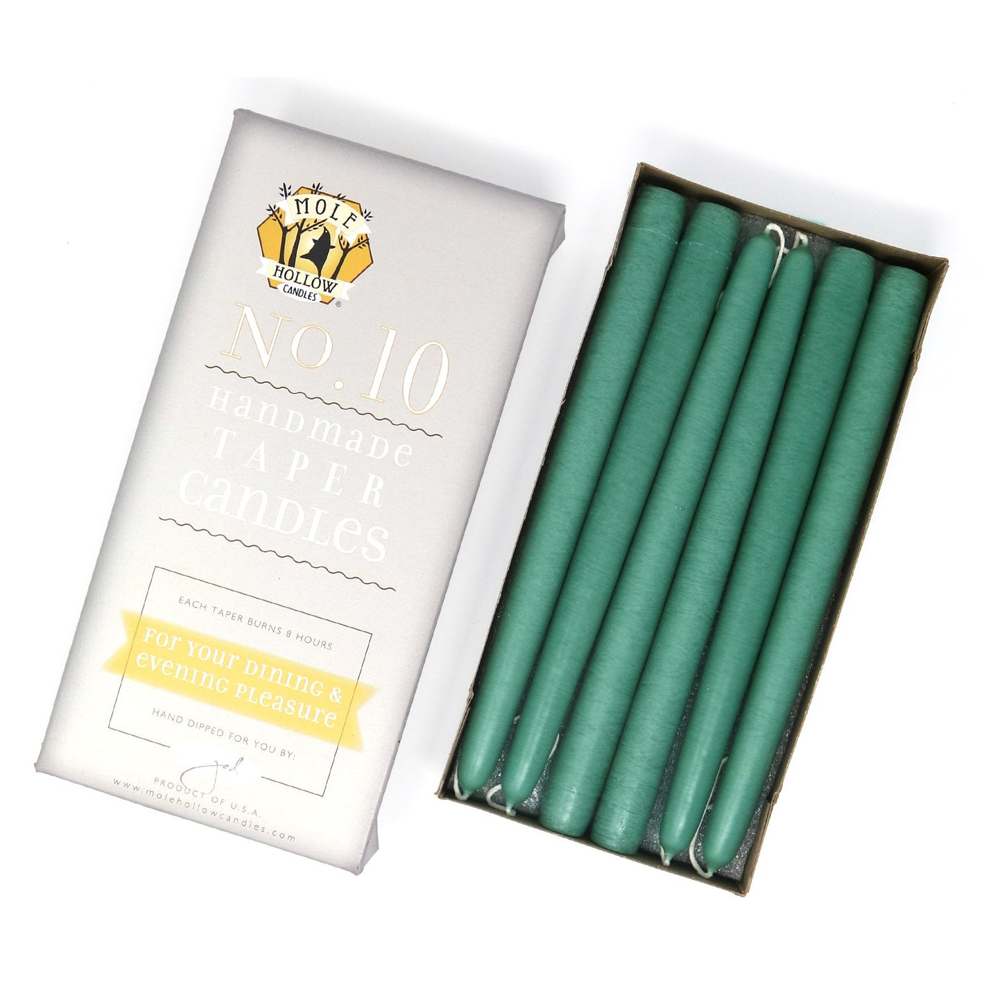 Mole Hollow Candles, 10" Unscented Taper Candle, Set of 12 - Choose from 40 Colors!