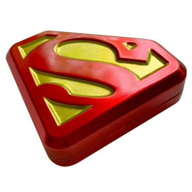 DC Comics Superman S-Shield Tin, 0.6 Ounce of Sour Cherry Flavored Red and Yellow S-shield Candy - 12 Count Display Box