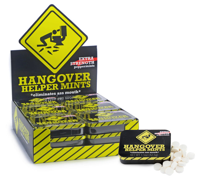 Hangover Helper Mints Extra Strong Peppermints, 1.5 Ounce Tin - 18 Count Display Box