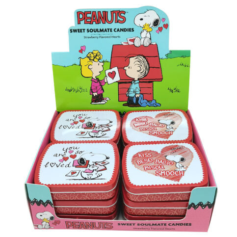 Valentine Peanuts Sweet Soulmates Sweet Strawberry Hearts Candies, 1.75 Ounce Candy Tin