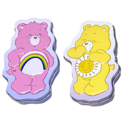 Care Bears Cheer Funshine Tins, 1 Ounce Sour Lemon & Sour Strawberry Candy Hearts - 12 Tins Yellow & Pink Display Box