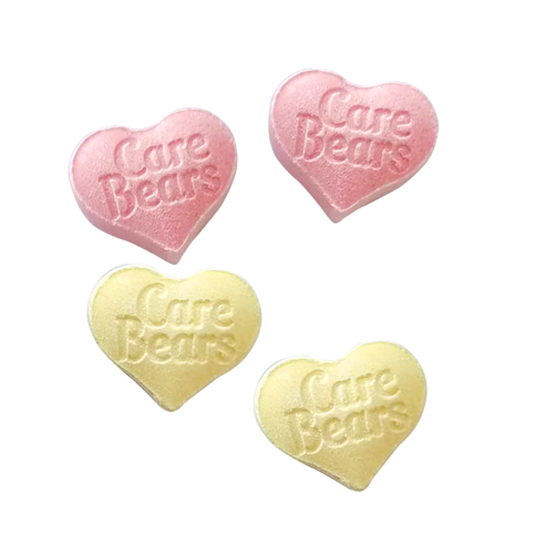 Care Bears Cheer Funshine Tins, 1 Ounce Sour Lemon & Sour Strawberry Candy Hearts - 12 Tins Yellow & Pink Display Box