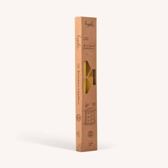 Yellow Beeswax Candles - 12 inch - 4 Pack