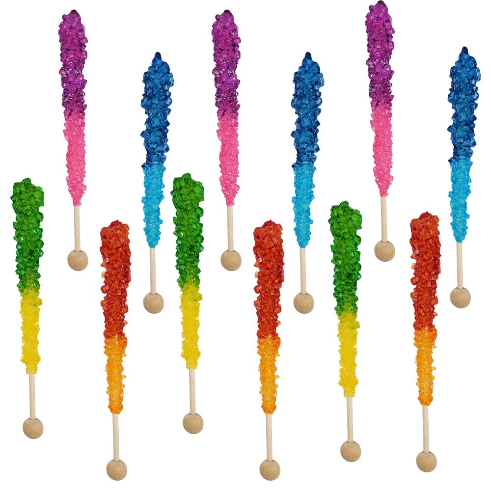 Rocksicles, Rainbow Colored Rock Crystal Candy Sticks, 0.6 Ounce Each Stick