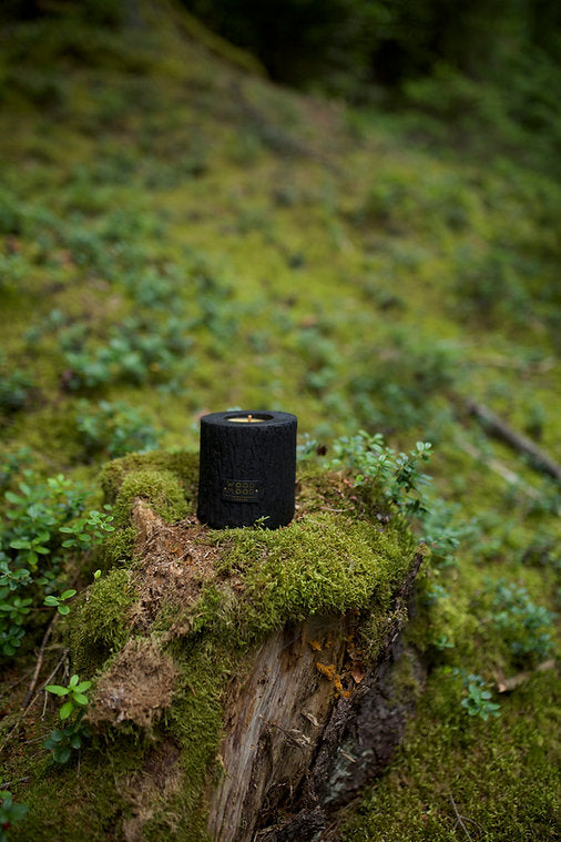 Volcano Black Charred Wooden Candleholder, Original Size