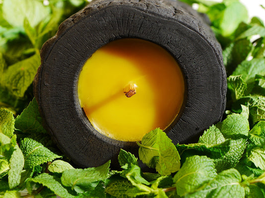 Volcano Black Charred Wooden Candleholder, Original Size