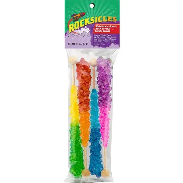 Rocksicles, Rainbow Colored Rock Crystal Candy Sticks, 0.6 Ounce Each Stick