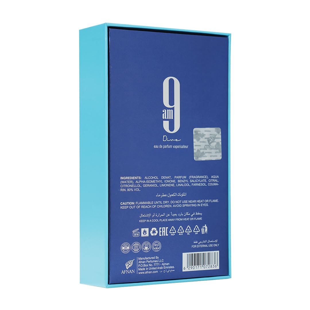 Afnan 9AM Dive Blue Eau De Parfum Unisex Perfume, 100 ml