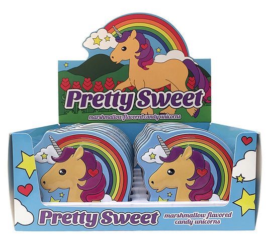 Pretty Sweet Unicorn Marshmallow Flavored Candy Tins - 12 Count Display Box