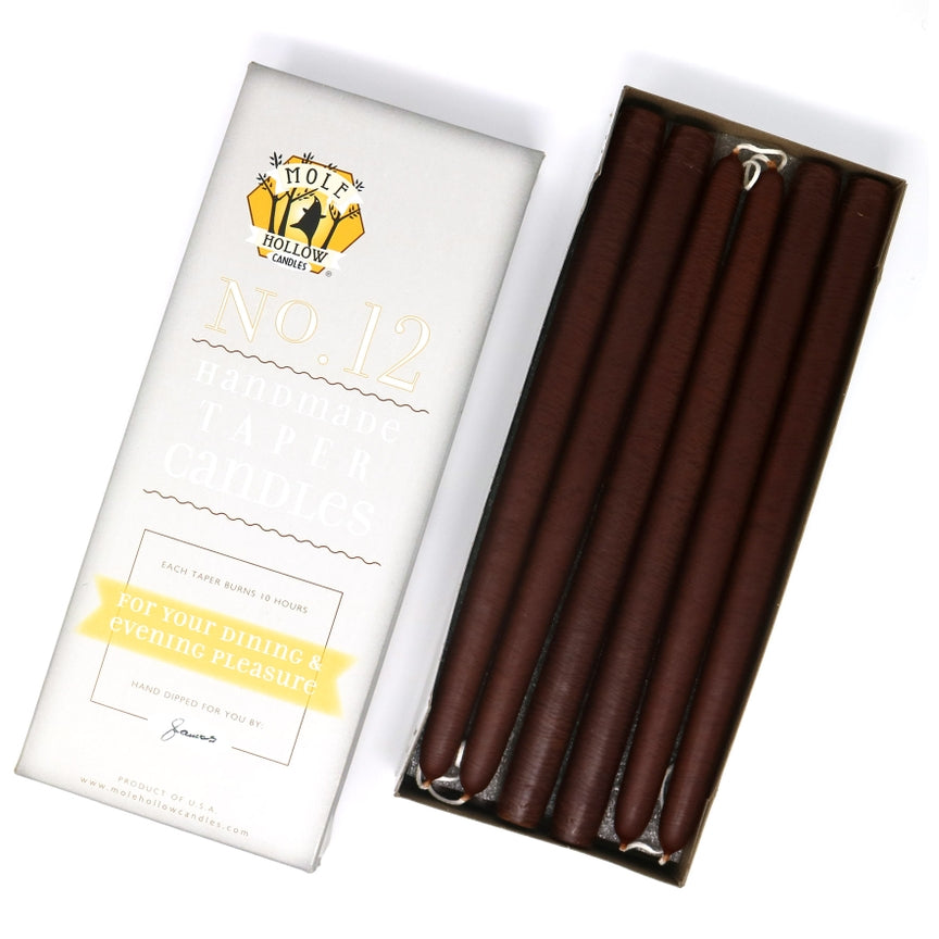 Mole Hollow Candles, 12" Unscented Taper Candle, Set of 12 - Choose from 39 Colors!