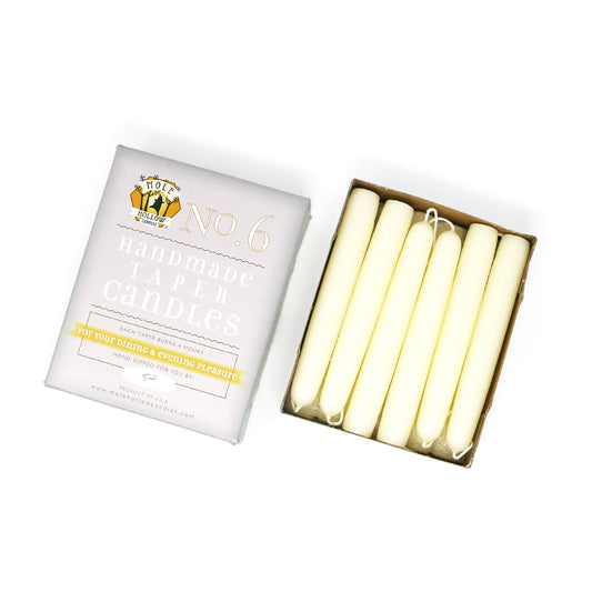 Mole Hollow Candles, 6" Unscented Taper Candle, Set of 12 - Choose from 39 Colors!