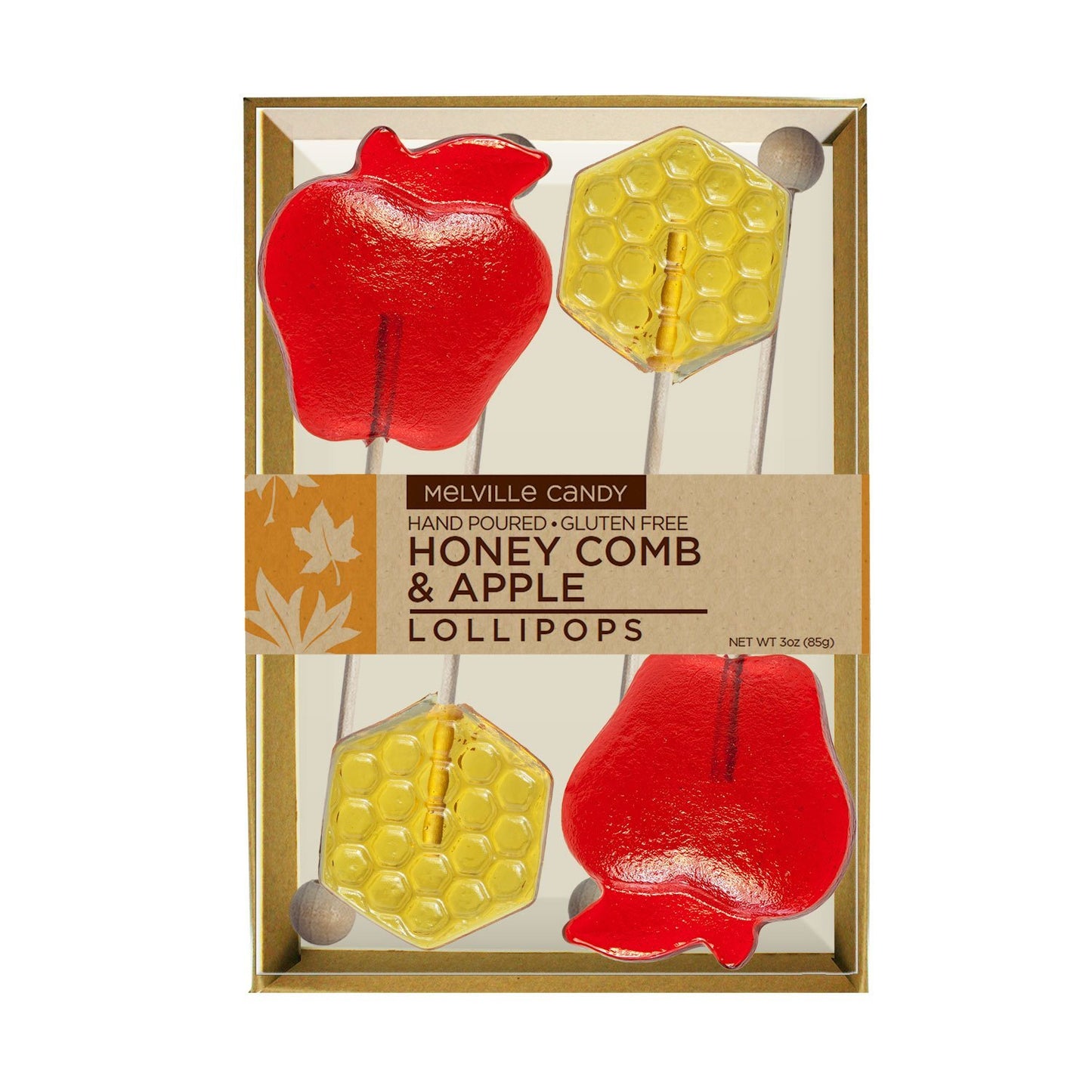 Melville Candy Honeycomb & Apple Lollipops – Rosh Hashanah Edition Hand-Poured • Gluten-Free • Net Wt 3oz (85g)