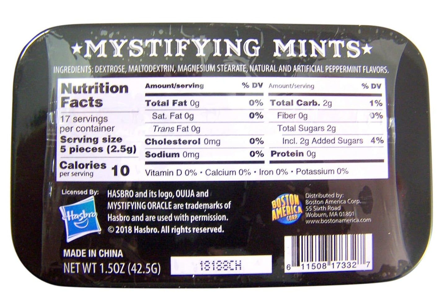 Ouija Mystifying Peppermint Mints,1.5 Ounce Candy Tin - 18 Count Display Box