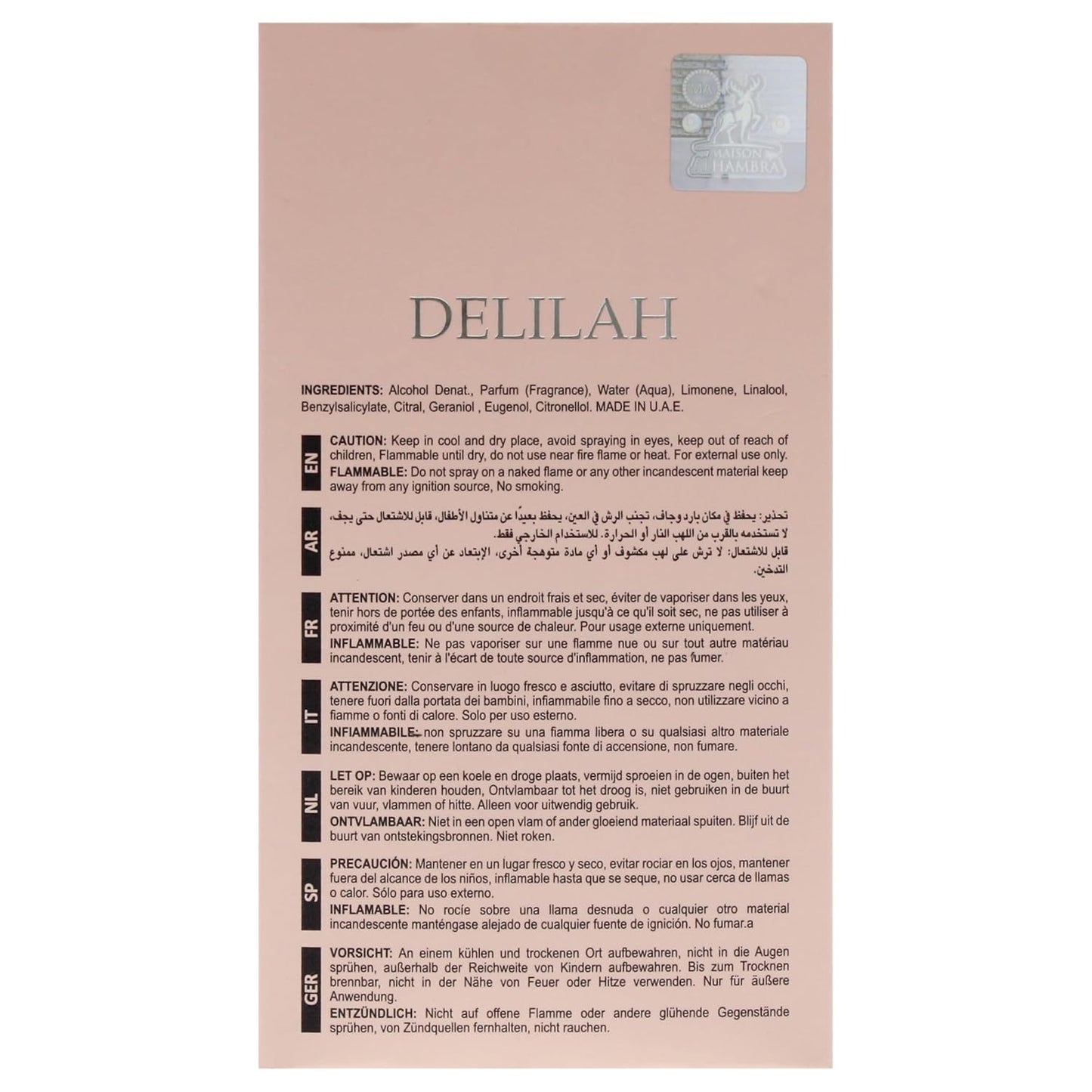 Maison Alhambra Delilah Pour Femme Eau de Parfum Spray for Women, 100 ml