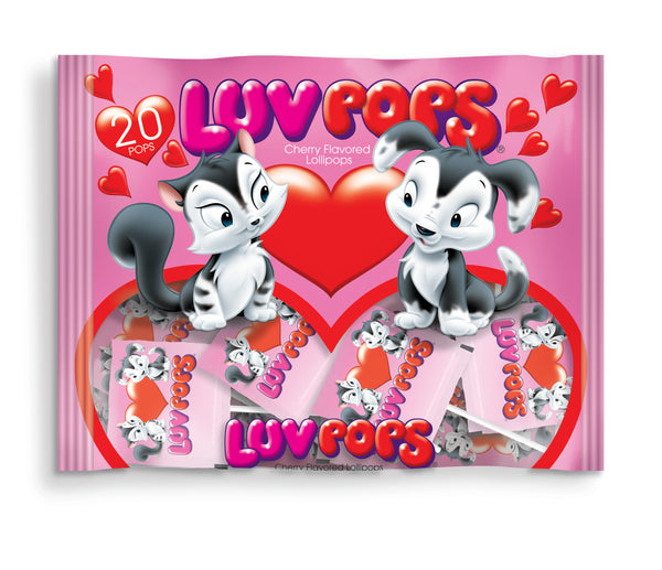 Valentines Luv Pops Intense Cherry Flavored Heart-Shaped Lollipops, 12 Ounce, 20 Count Bag