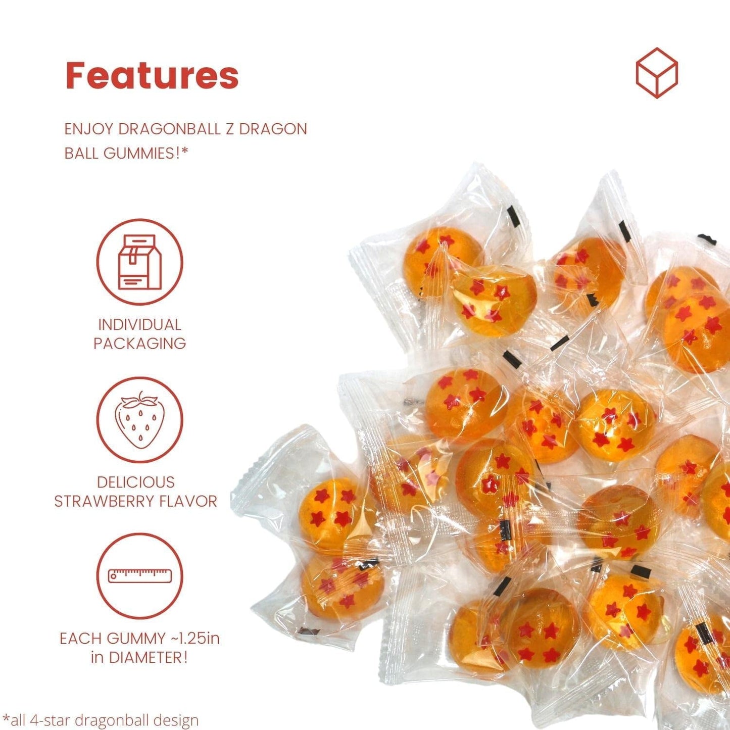 Dragon Ball Z Dragon Ball Strawberry Gummies, 8 Ounce bag