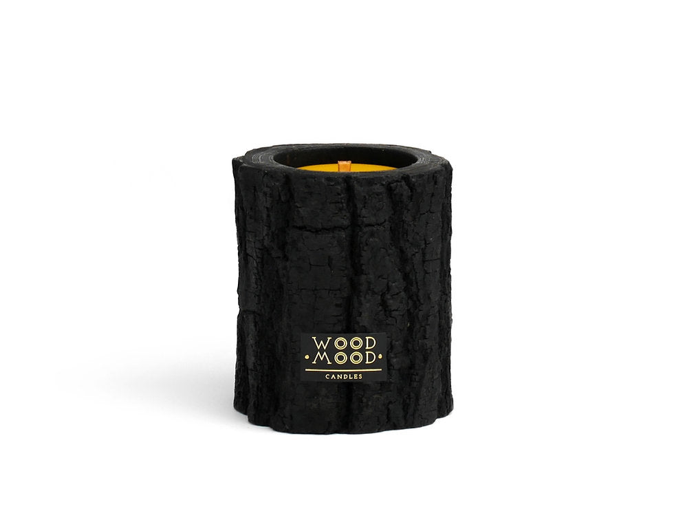 Volcano Black Charred Wooden Candleholder, Original Size