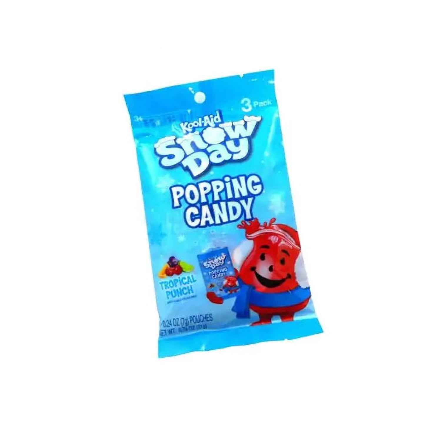 Hilco Christmas Kool-Aid Snow Day Popping Candy 3 Pack Bag, Tropical Punch Flavors - 12 Count Display Box