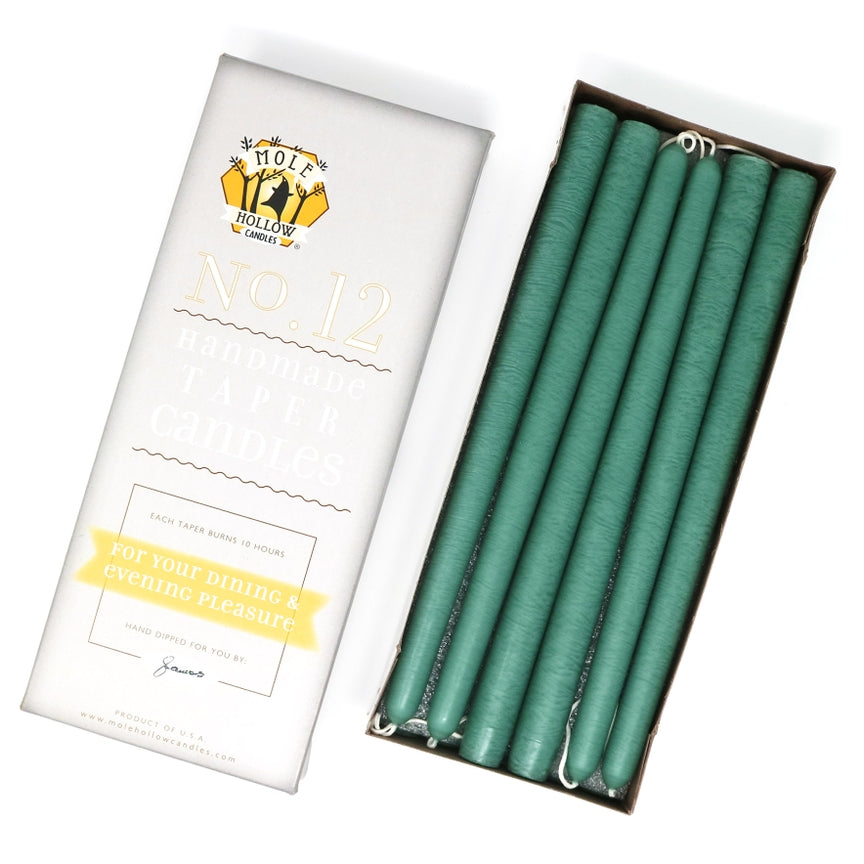 Mole Hollow Candles, 12" Unscented Taper Candle, Set of 12 - Choose from 39 Colors!
