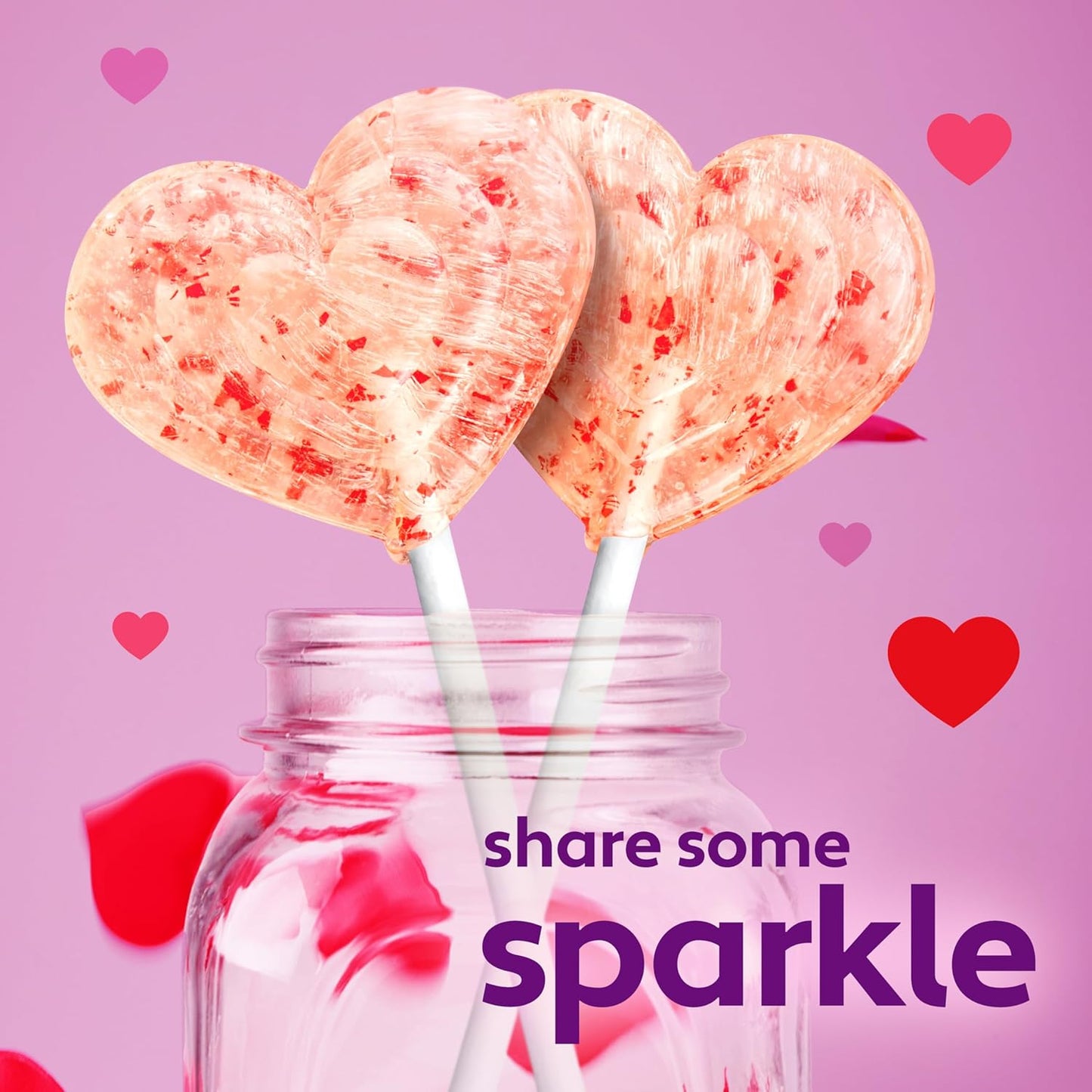 Brach’s Strawberry Cupcake Glitter Lollipops, Valentine's Day Candy, Individually Wrapped, 30 Count Bag