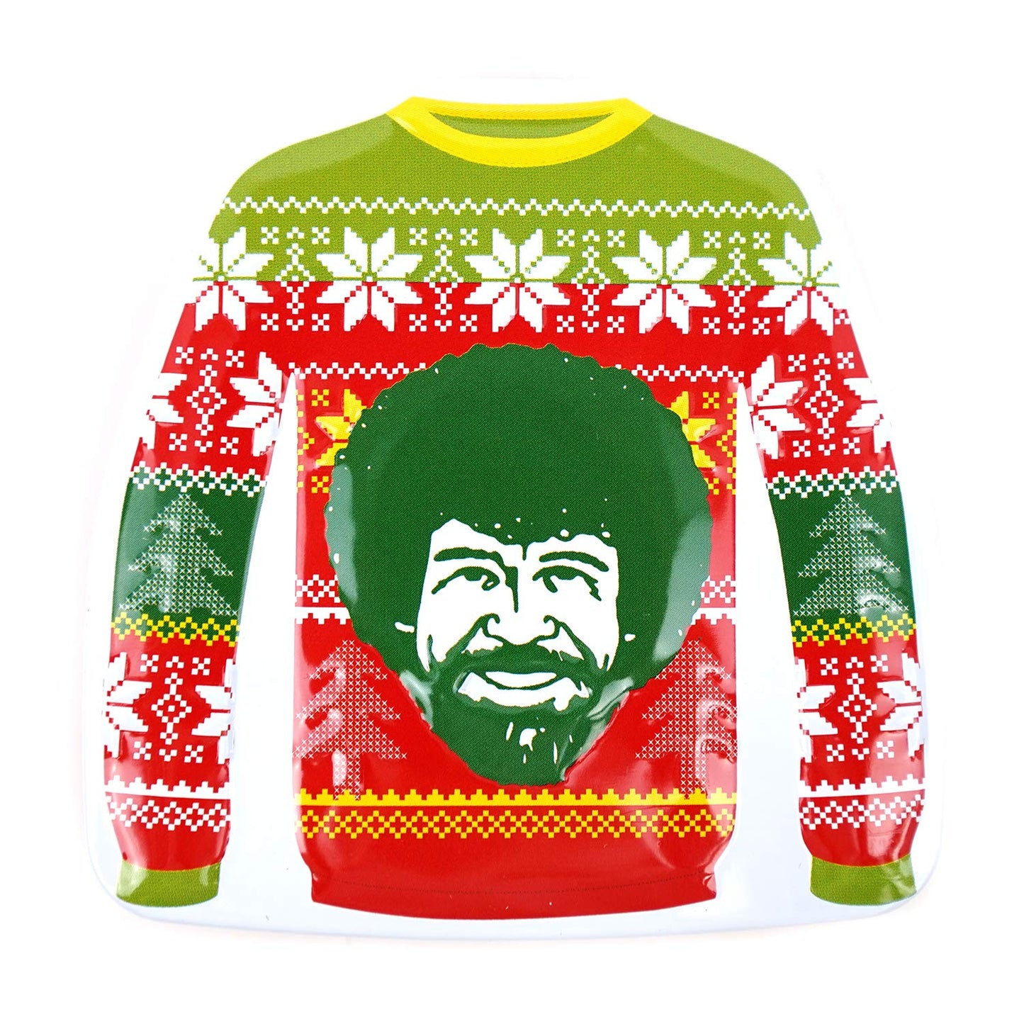 Merry Bob Ross Sweater Shaped Green Apple Sours Candy, 1.5 Ounce Tin - 12 Count Display Box