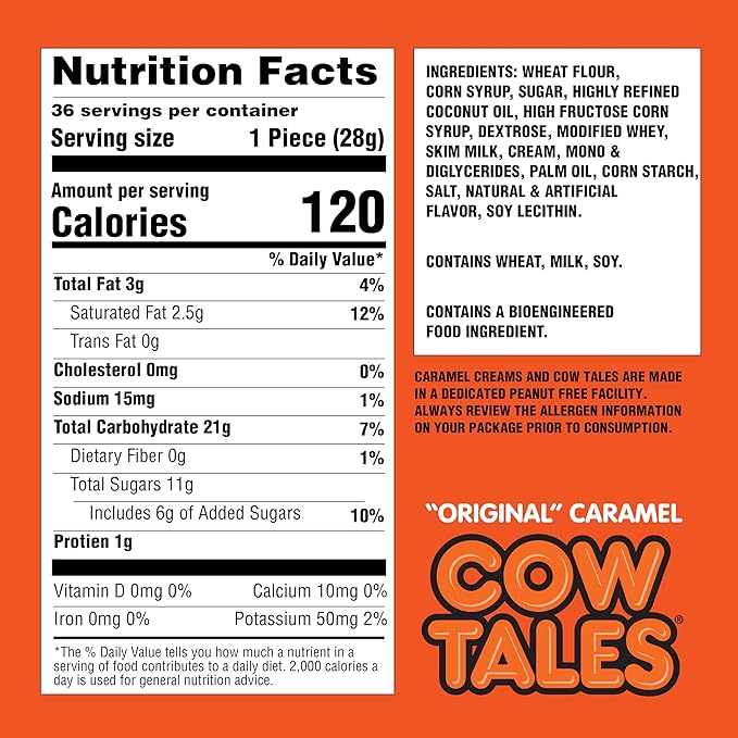 Goetze's Candy Cow Tales Caramel Chewy Candy Sticks, 1 Ounce - 36 Count Display Box