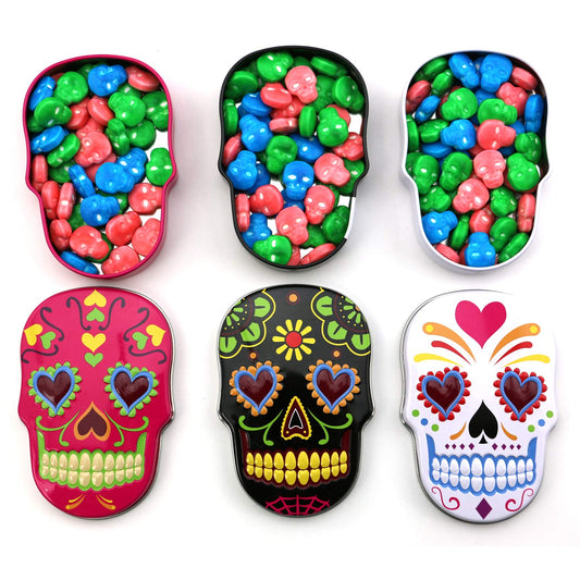 Halloween Sugar Skulls Sweet Candy, 1.4 Ounce Tins