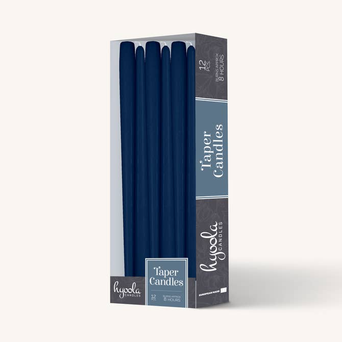 Sapphire Blue Taper Candles - 10 Inch - 12 Pack