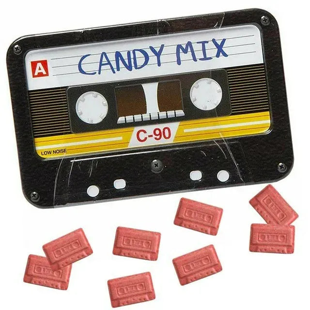 Candy Mix Cassette Tape Candy Tin, Cherry Flavor Candy, 1.3 Ounce - 18 Count Display Box