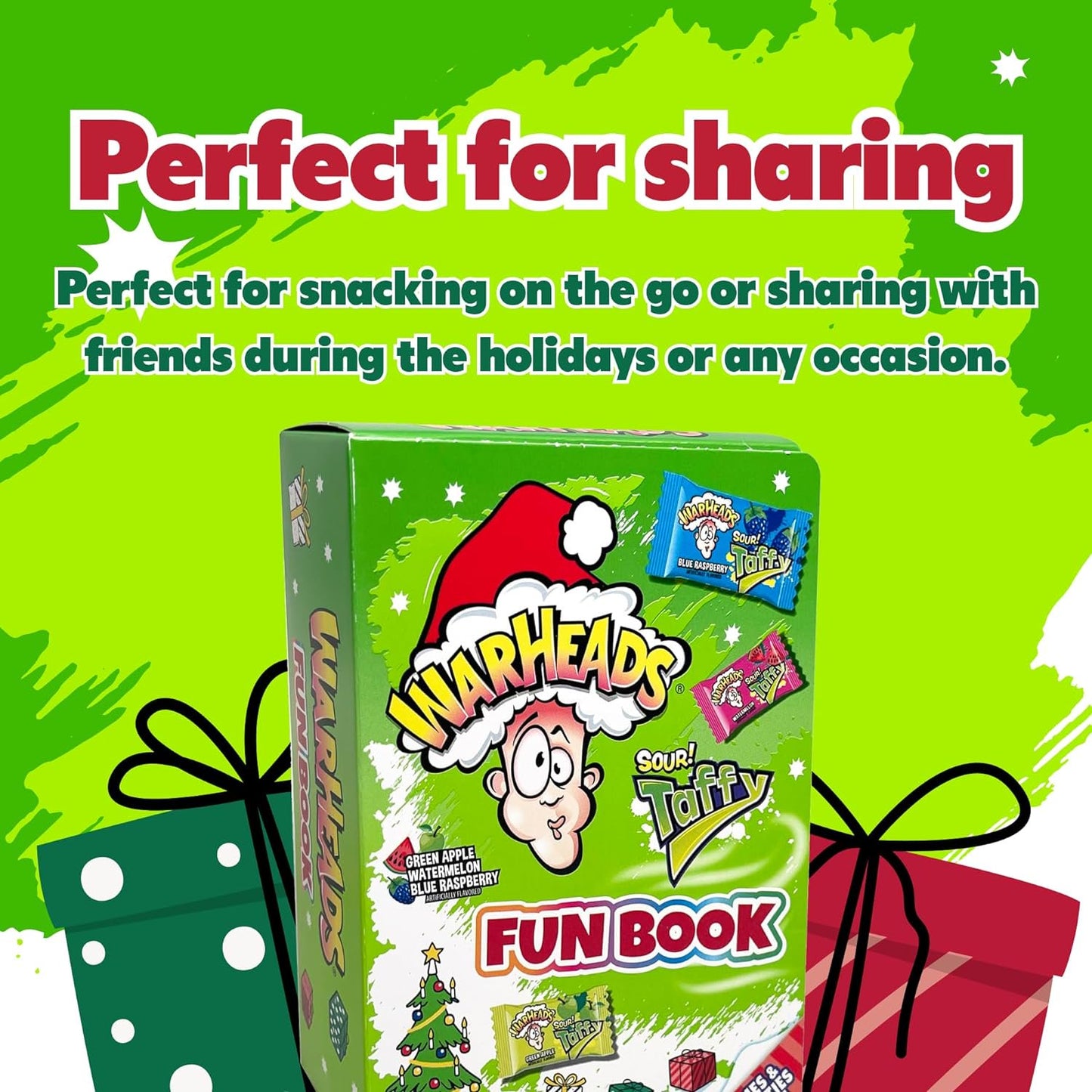 WarHeads Sour Taffy Christmas Holiday Fun Book, 3.38 Ounce