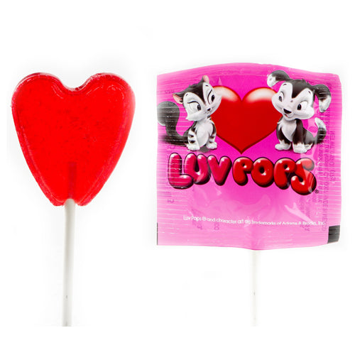 Valentines Luv Pops Intense Cherry Flavored Heart-Shaped Lollipops, 12 Ounce, 20 Count Bag