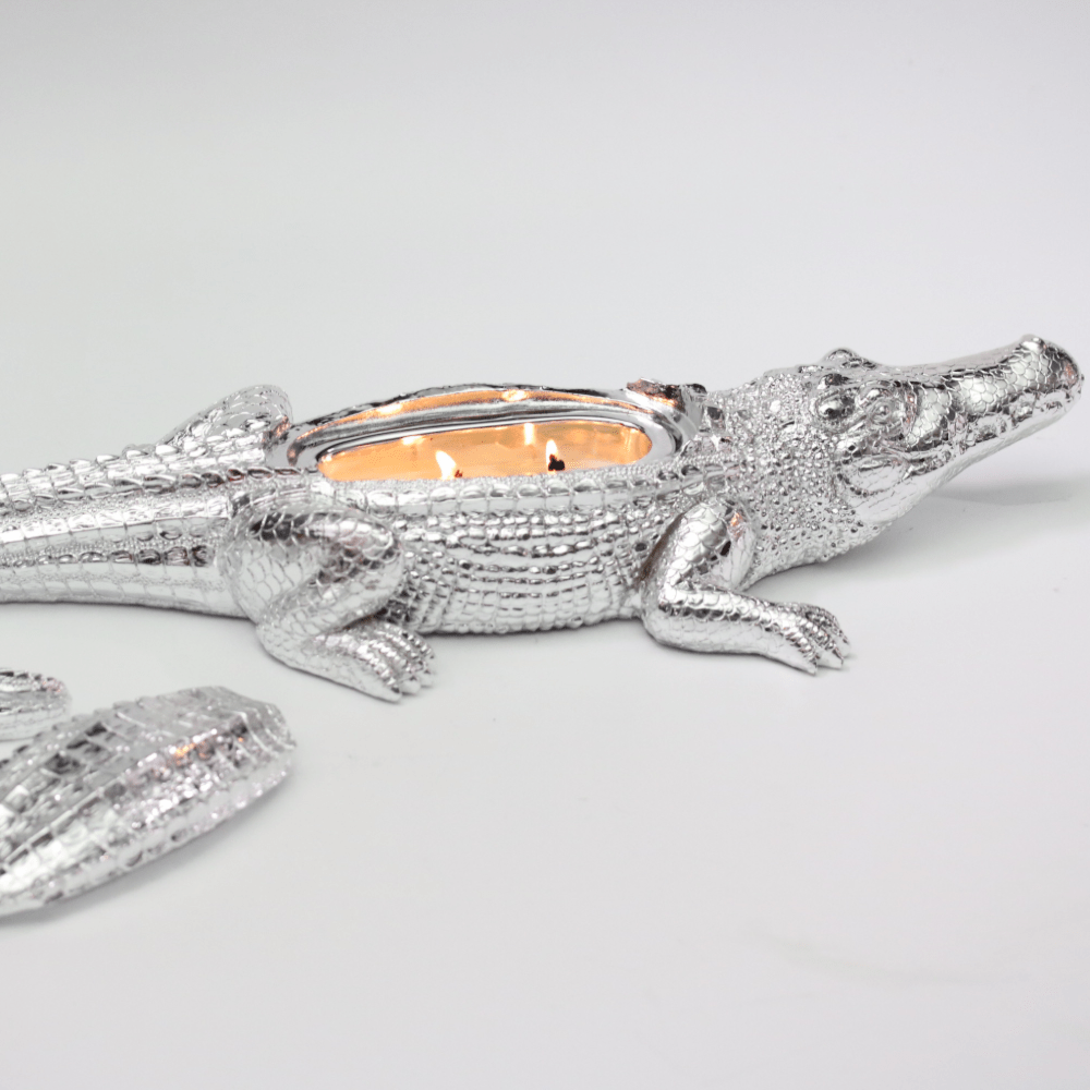 Silver Grand Alligator Scented Double Wick Candle, 14 oz