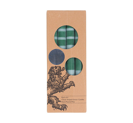 British Colour Standard Striped Guardsman & Bokhara Pack Eco Dinner Candles, Gift Box of 4
