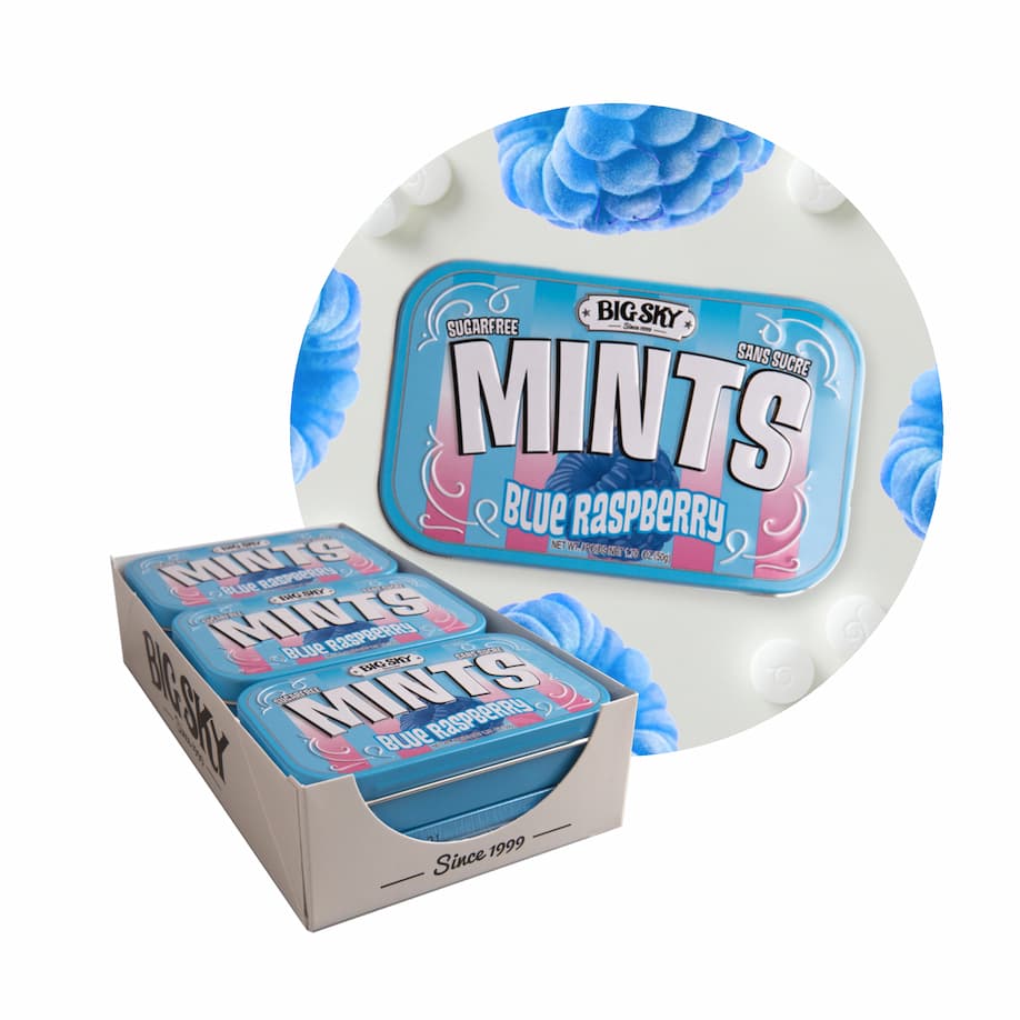 Big Sky Sugar Free Mint Candy, 1.76 Ounce (50g) Tin - 6 Count Display Tray