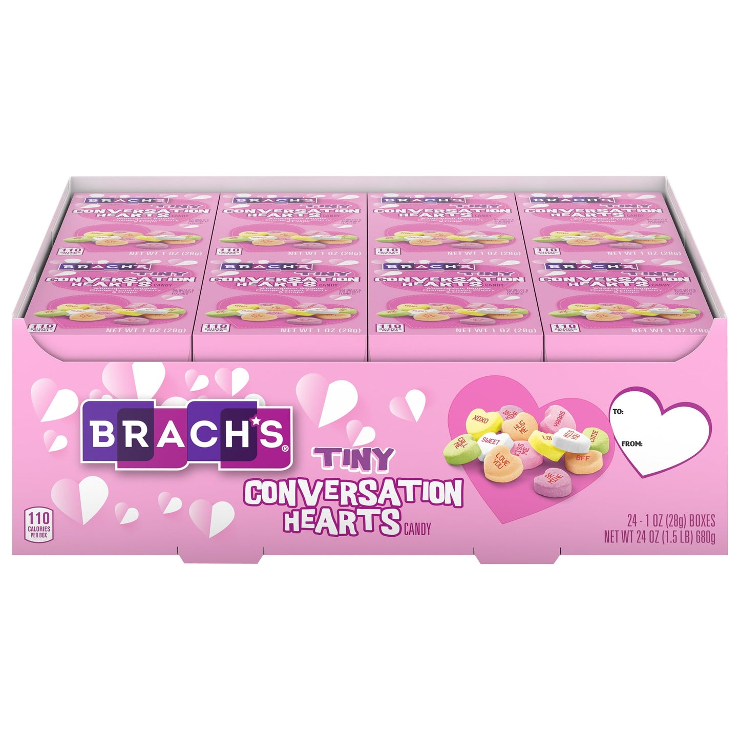 Brach's Tiny Conversation Hearts Candy, 1 Ounce Box - 24 Count Display Box