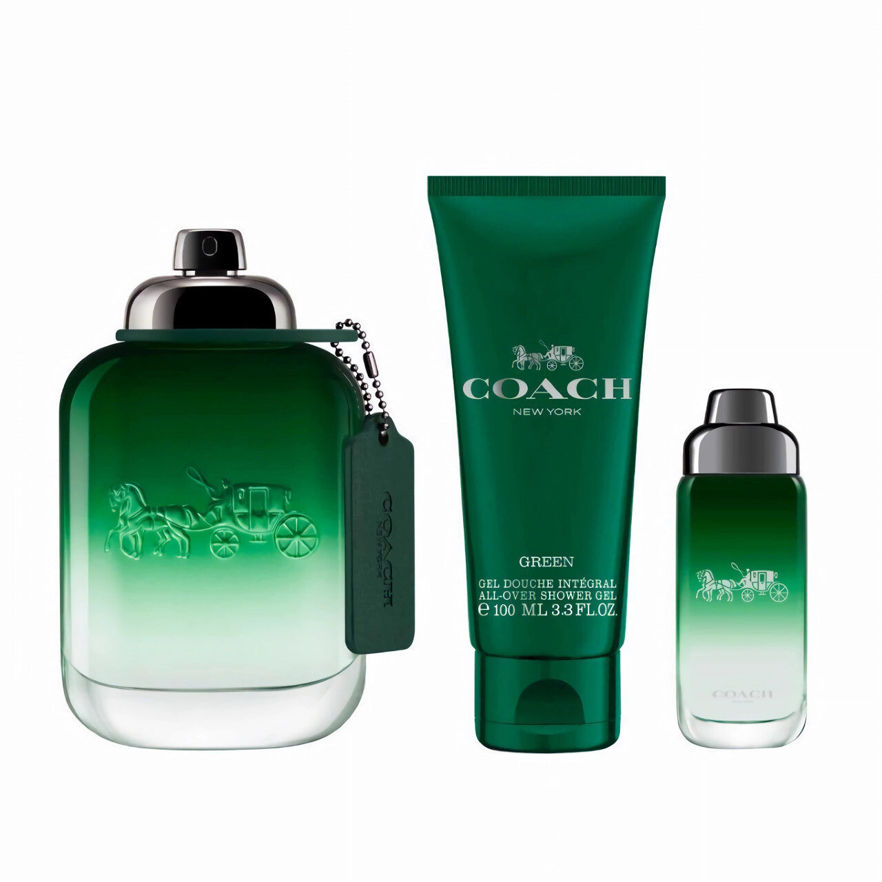 Coach Green 3 Piece Gift Set for Men (3.4 oz EDT + 3.4 oz Shower Gel + 0.5 oz EDT)