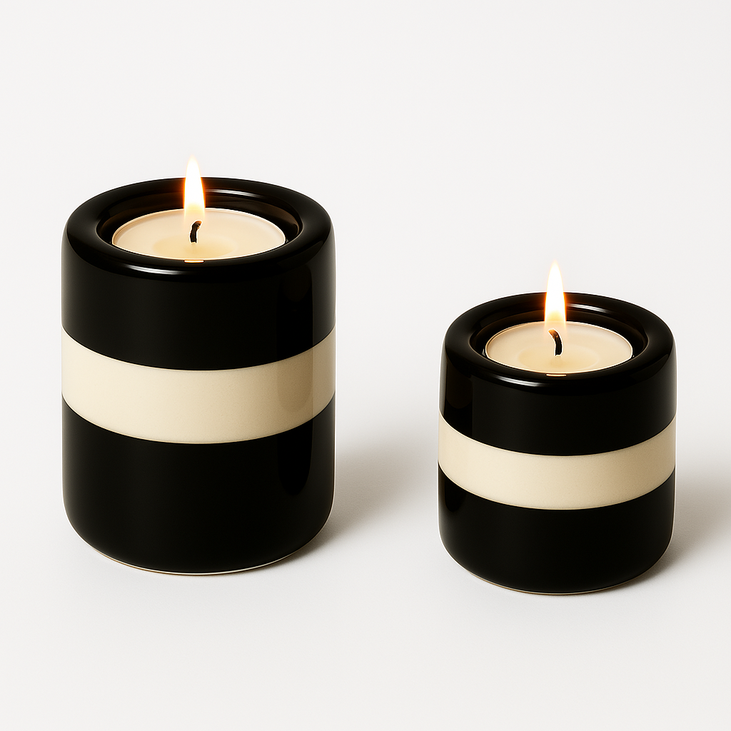 Noir & Blanc Striped Candle Holders – Monochrome Drama in Sculptural Form