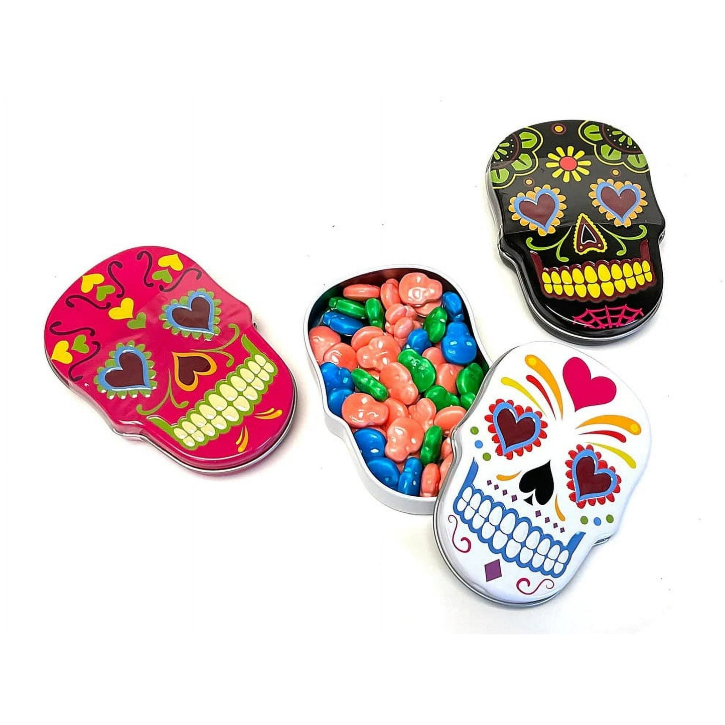 Halloween Sugar Skulls Sweet Candy, 1.4 Ounce Tins