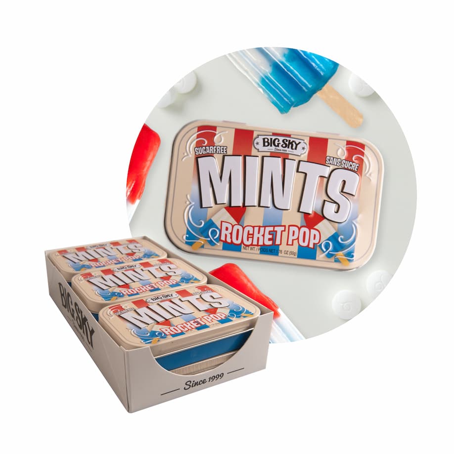 Big Sky Sugar Free Mint Candy, 1.76 Ounce (50g) Tin - 6 Count Display Tray