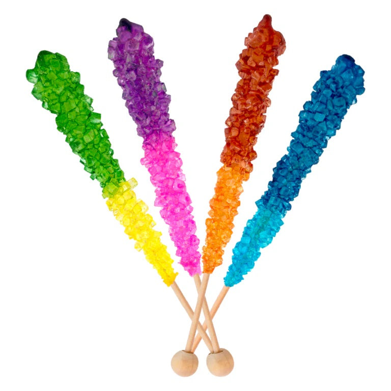 Rocksicles, Rainbow Colored Rock Crystal Candy Sticks, 0.6 Ounce Each Stick