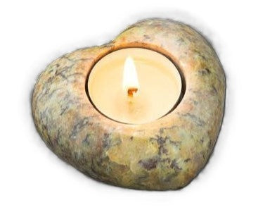 Hand Carved Soapstone Terra Lights, Heart Tea Light Holder