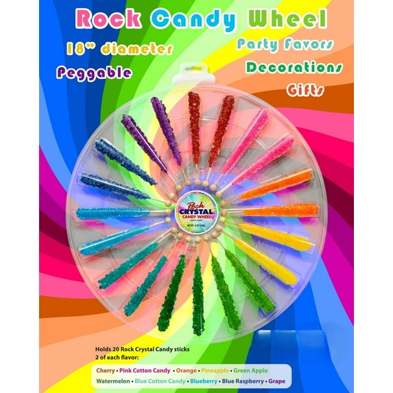 Squire Boone Candy Bar Rainbow Rock Candy 20 Sticks 18"