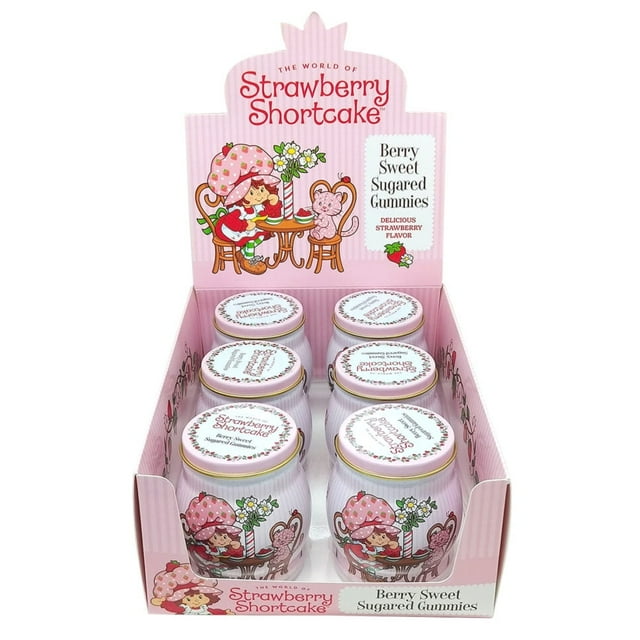 Strawberry Shortcake Berry Sweet Sugared Gummies, 3.7 Ounce Candy Tin - 6 Count Display Box