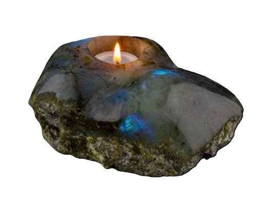 Iridescent Labradorite Tealight Candle Holders – Natural Elegance in Stone