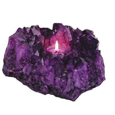 Amethyst Crystal Terra Lights Enhanced Color Tea Light Holder