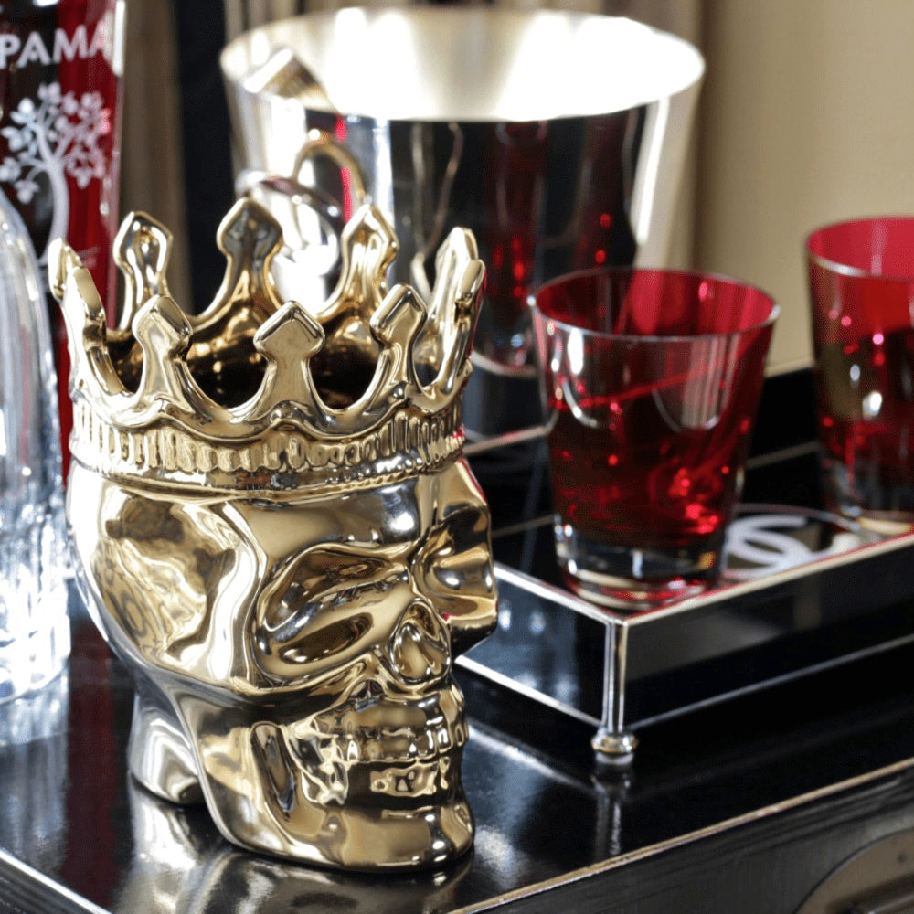 Gold Bonaparte Skull Candle, 23.3 oz. - Wood Charnel Scent